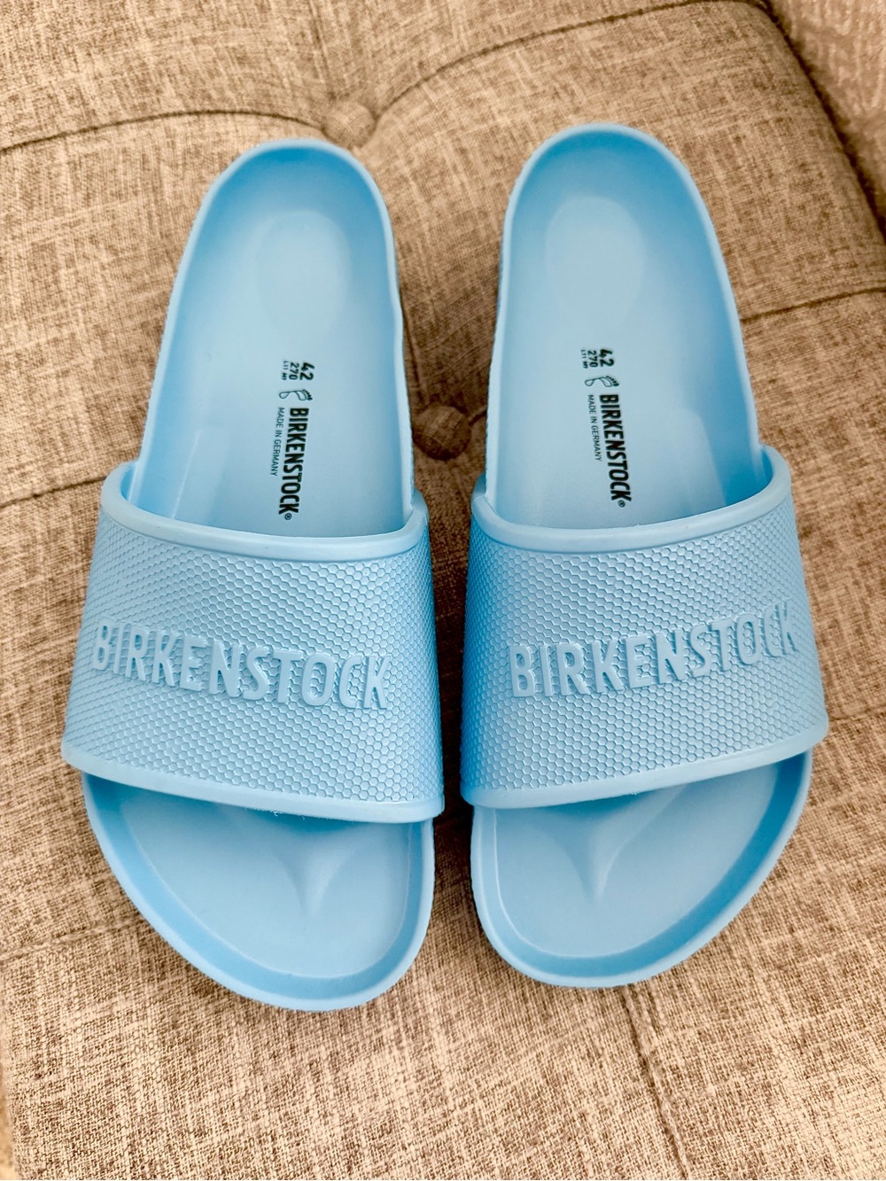 NWOT Birkenstock Slide Sandals in Sky Blue